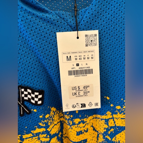 Blue and Yellow Graphic Polo Shirt - Picture 5 of 5